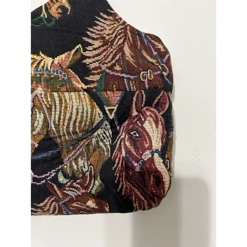 Vintage Horse Animal Equestrian‎ Pony Handmade Tapestry Hobo Bag